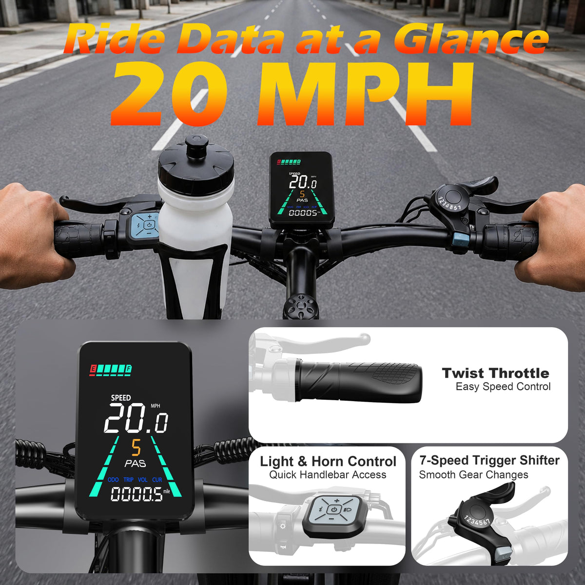 26" Electric Mountain Bike 48V 10Ah 7-Speed E418