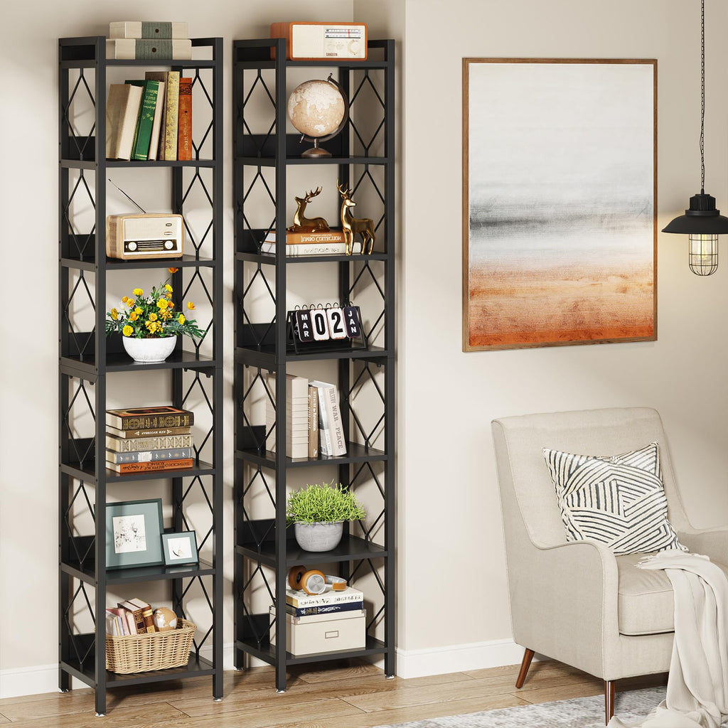 78.7 Inch Tall Skinny Narrow Black Bookshelf Bookcase I730