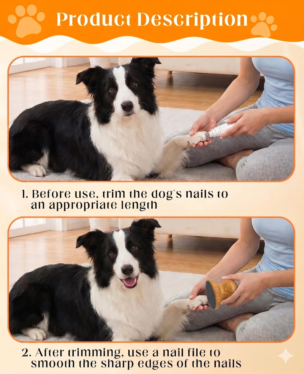 Dog Nail File Grinder Board with 4-Pack Replaceable Sandpaper Discs D643