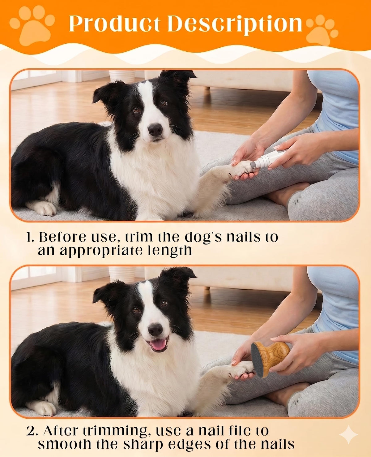 Dog Nail File Grinder Board with 4-Pack Replaceable Sandpaper Discs D643