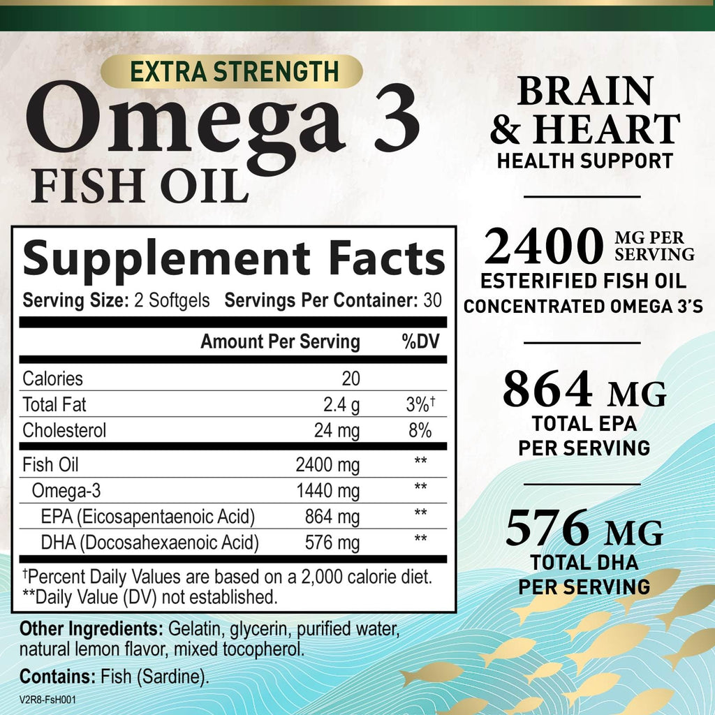 2400mg Omega 3 Fish Oil Softgels T769