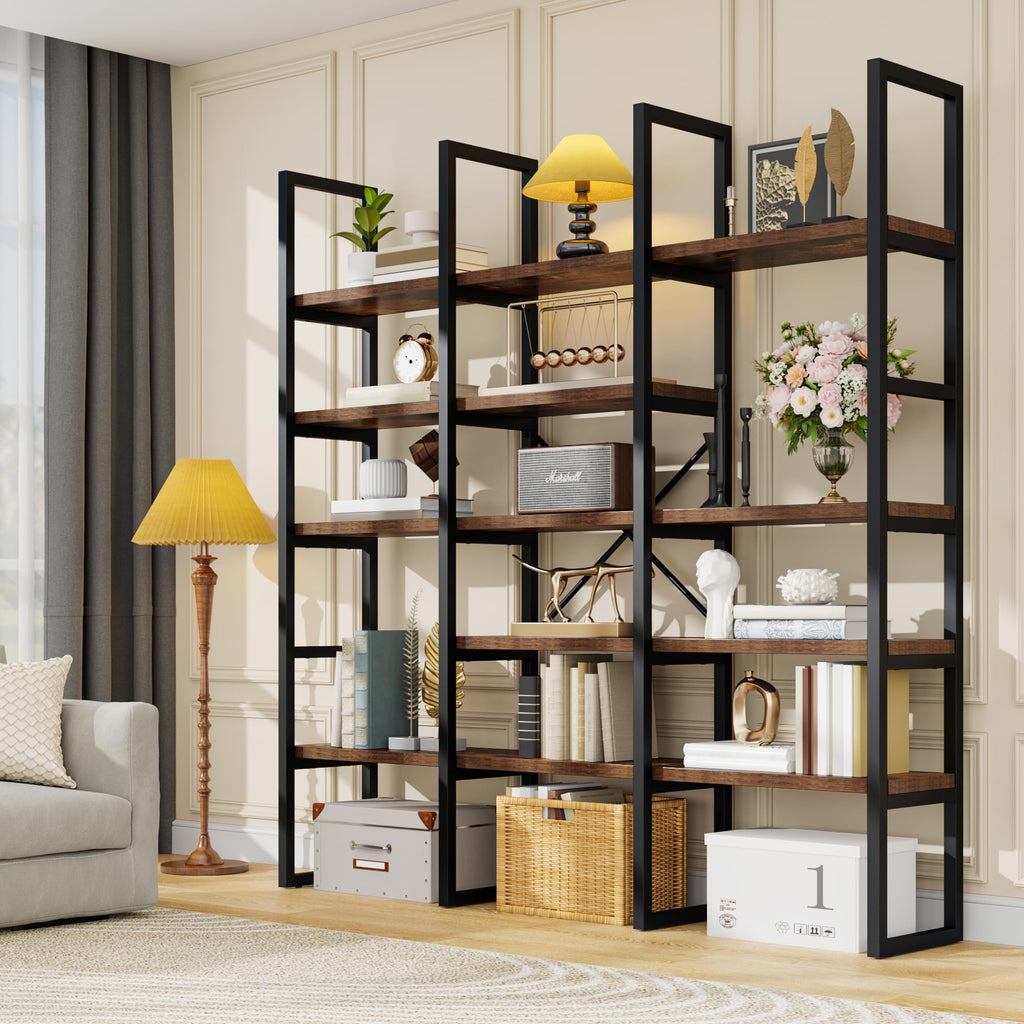 71 Inches Tall 5 Tiers Brown Bookshelf J34906
