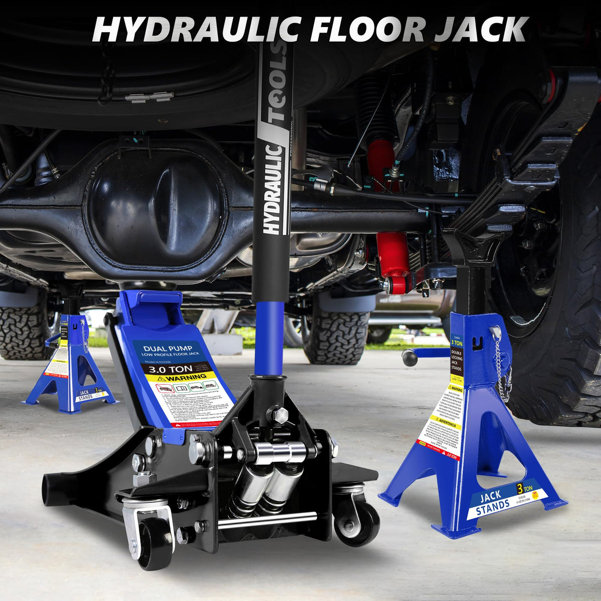 3 Ton Low Profile Hydraulic Floor Jack with Jack Stands T69137