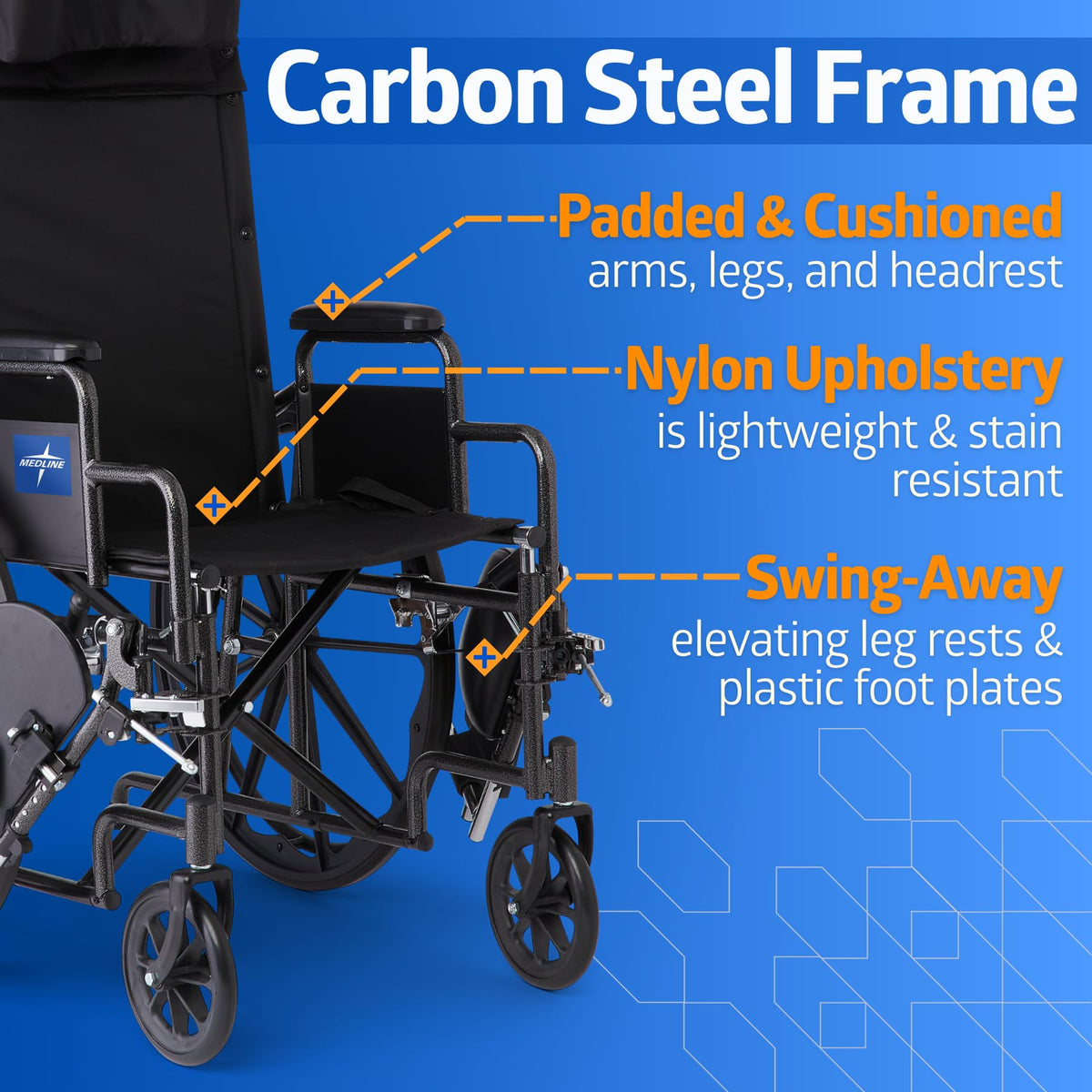 Reclining Wheelchair with Elevating Leg Rests B534