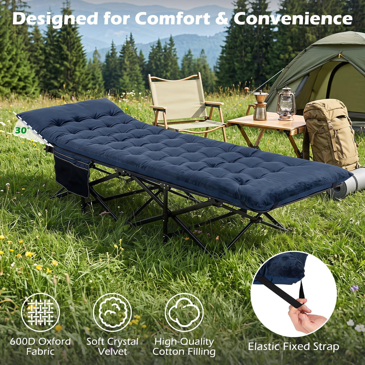 Camping Cot with Padded Mat H525