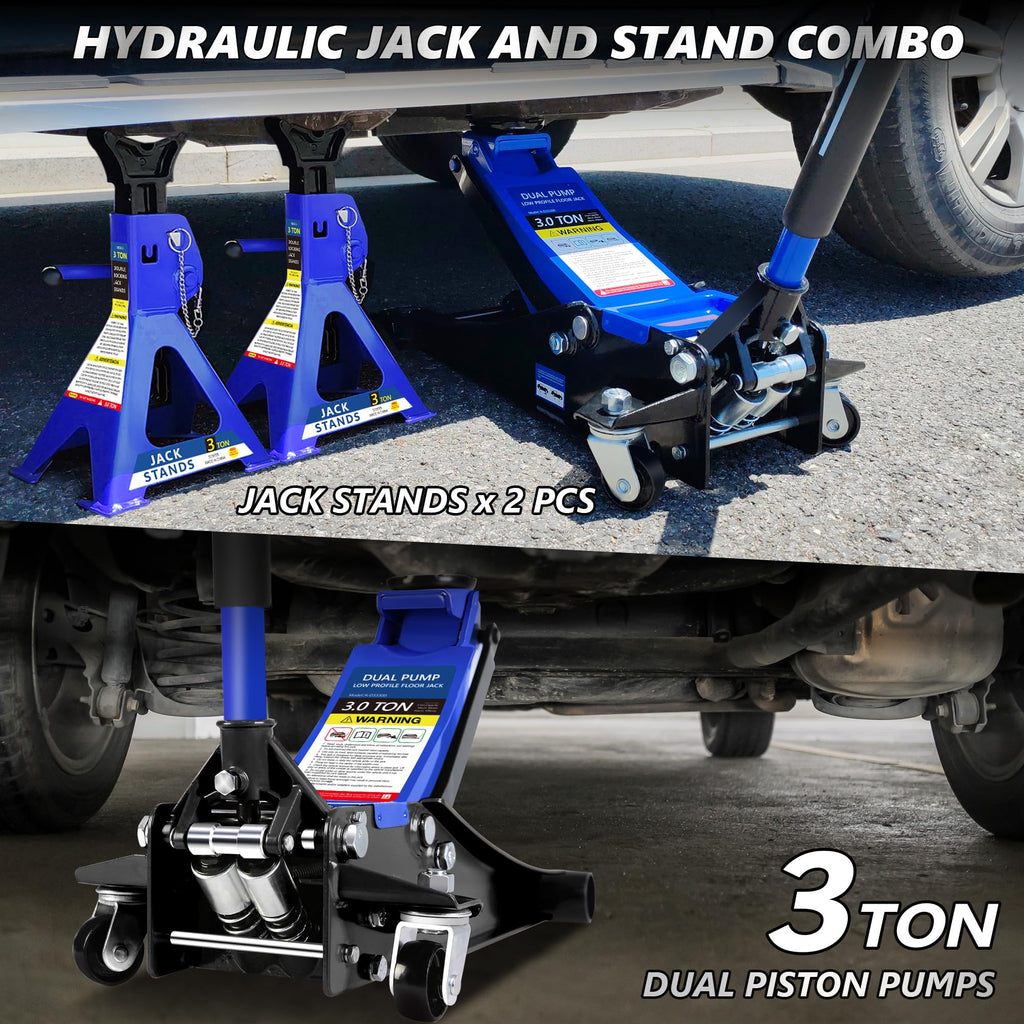 3 Ton Low Profile Hydraulic Floor Jack with Jack Stands T69137