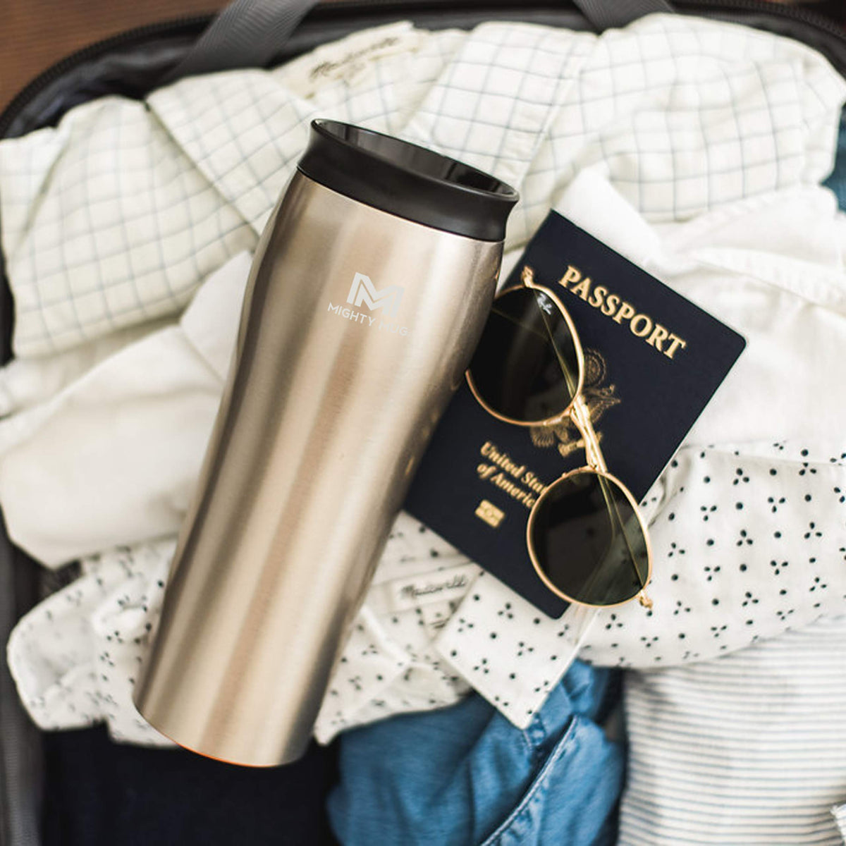 Silver Rosegold Stainless Steel 16 oz Insulated Travel Mug 2 Pack I9577