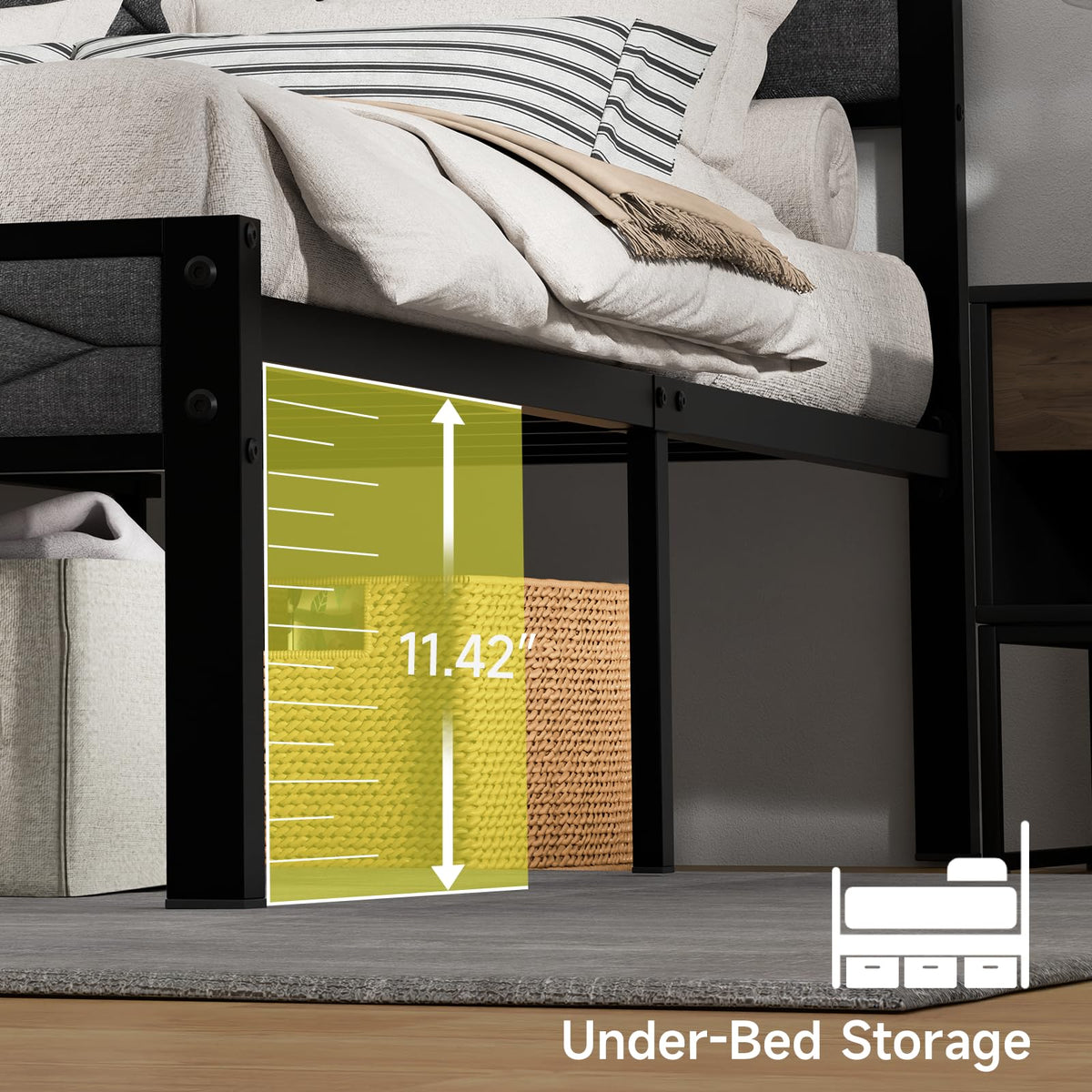 Full Size Upholstered Bed Frame Grey X648104