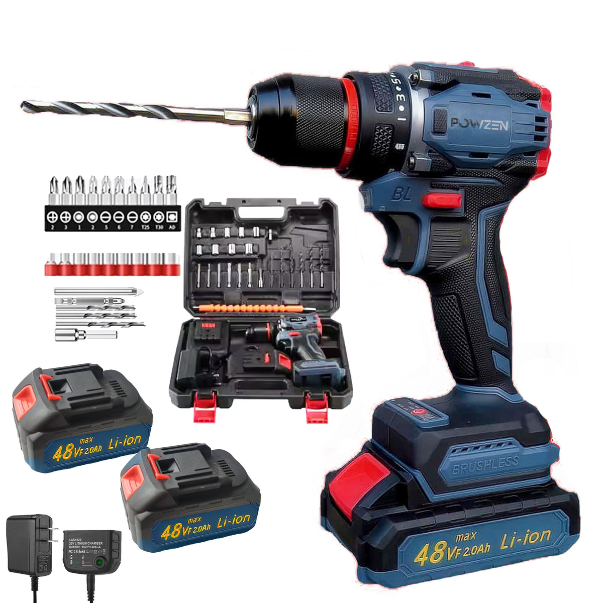 36V Cordless Hammer Drill Impact Driver Set 2.0AH Battery G32057