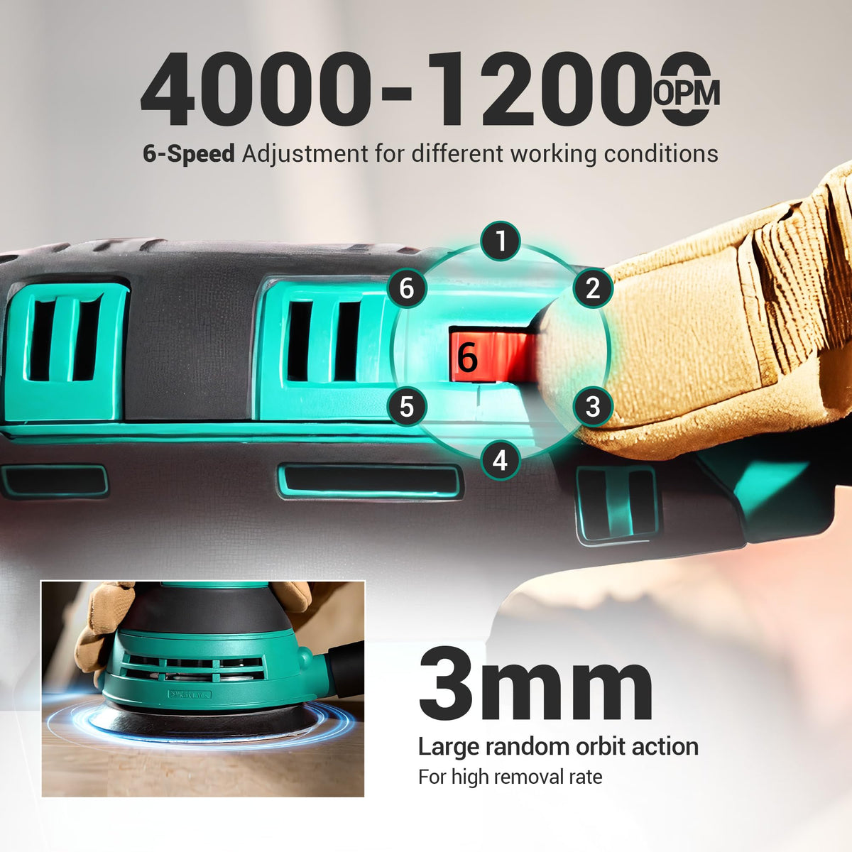 3.0 AMP Corded Random Orbital Sander 6 Speeds 5-Inch H1651