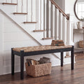 46-Inch Acacia Wood Entryway Bench with Woven Seagrass Seat H15323
