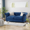Navy Blue Velvet Loveseat Sofa U219692