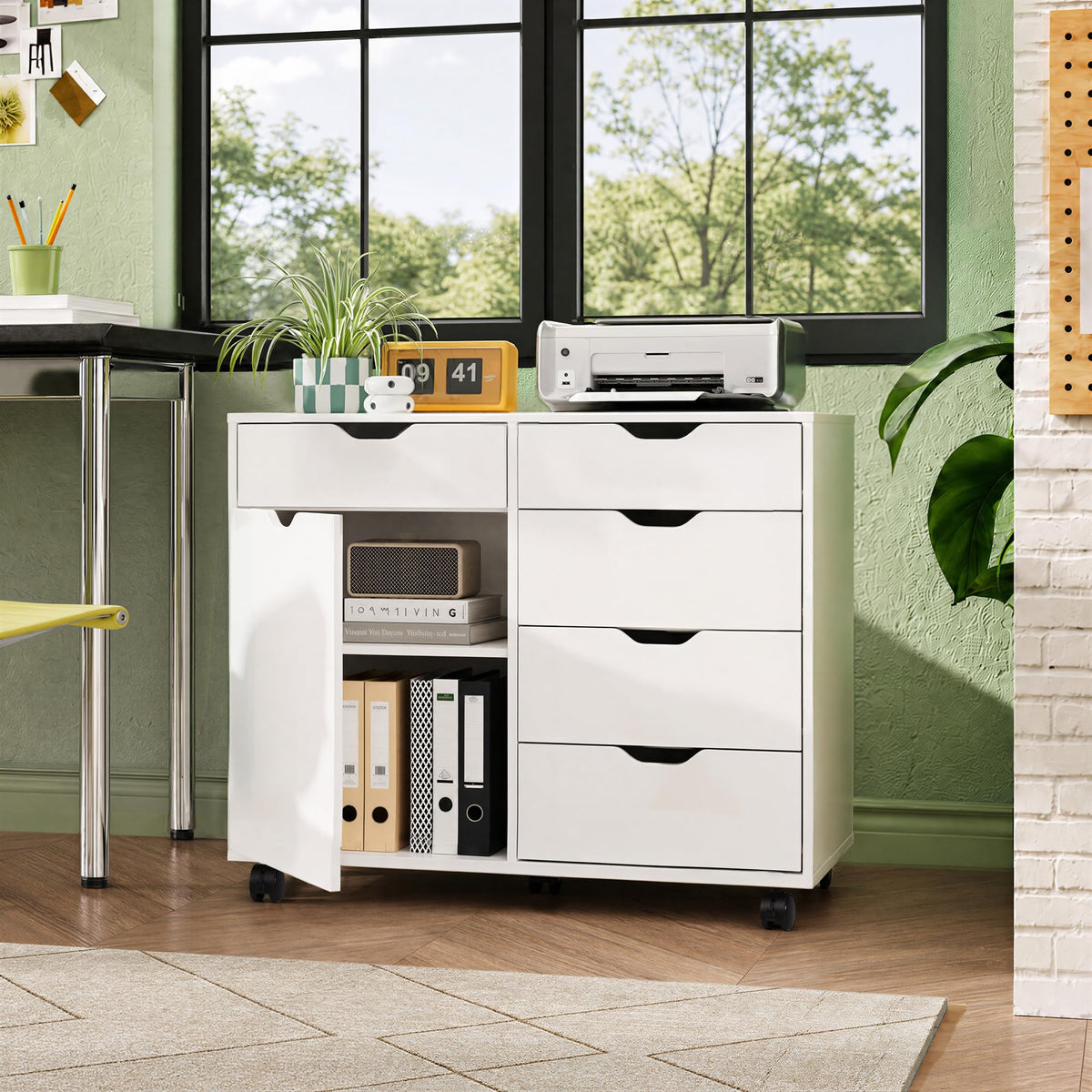 White 5 Drawer Wood Office Cabinet M51886