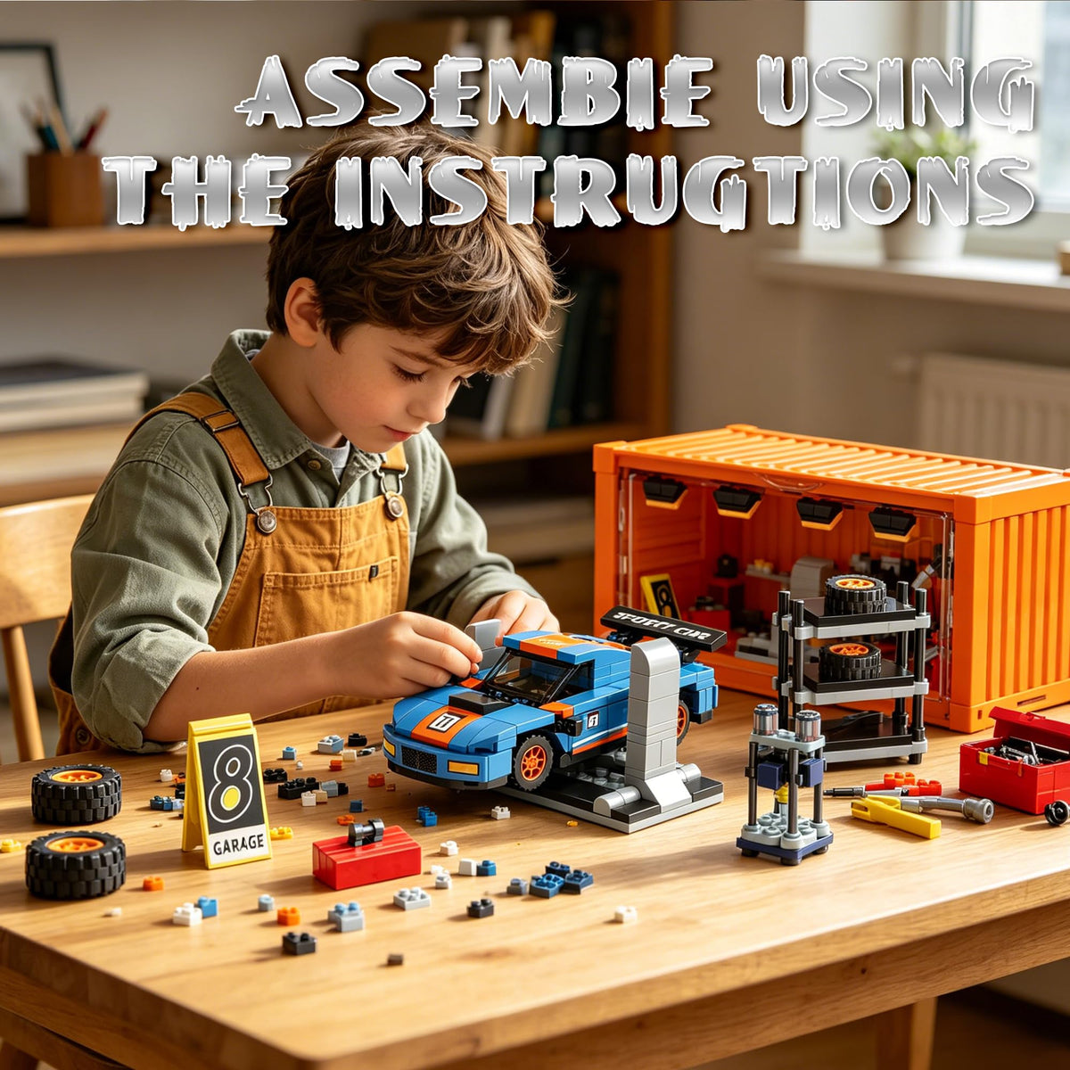 Racing Car Building Toy Set with Container Box D5036