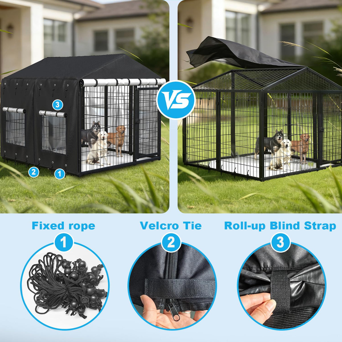 Waterproof Dog Kennel Cover with Transparent Window L40047