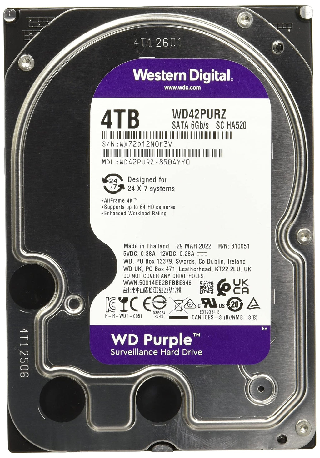 4TB Surveillance Internal Hard Drive HDD D9764