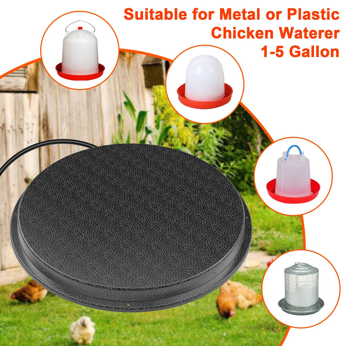 Metal Chicken Water Heater with Thermostat D99698