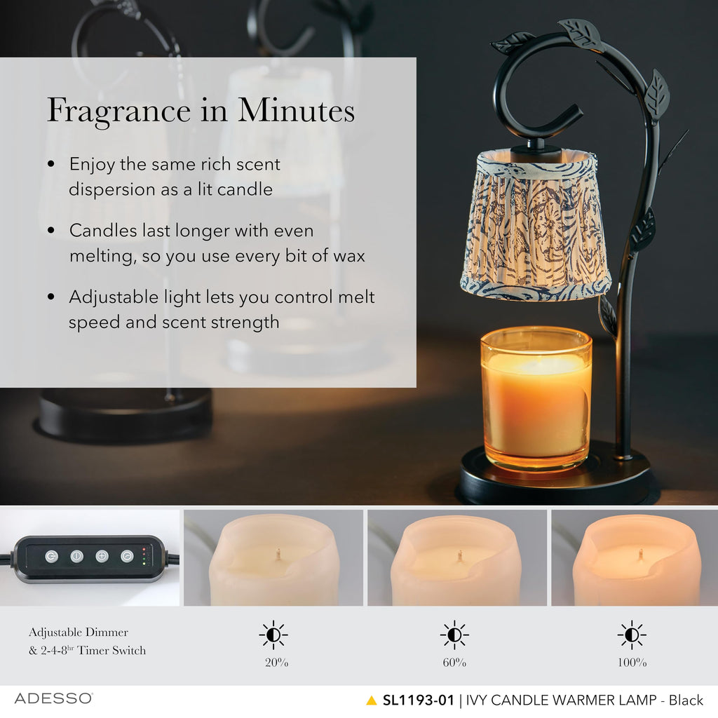 Black & White Printed Shade Dimmable Candle Warmer Lamp S586485