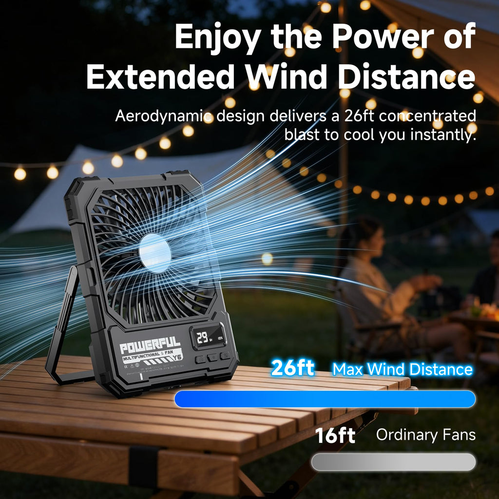 20000mAh Rechargeable Battery Powered Fan with LED Light A70798