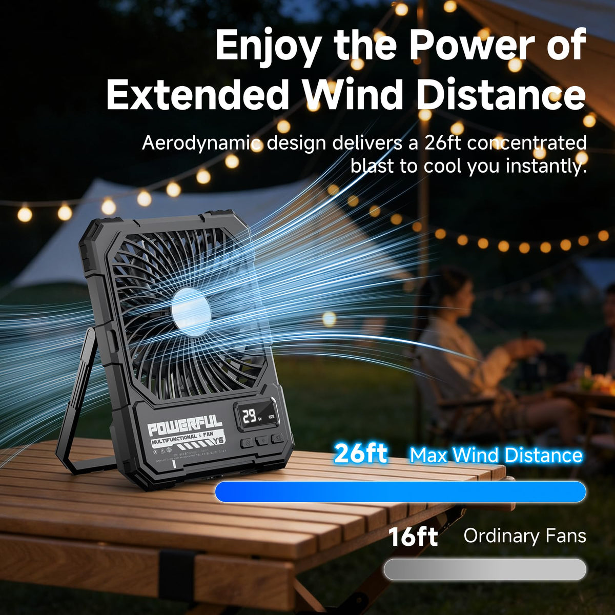 20000mAh Rechargeable Battery Powered Fan with LED Light A70798