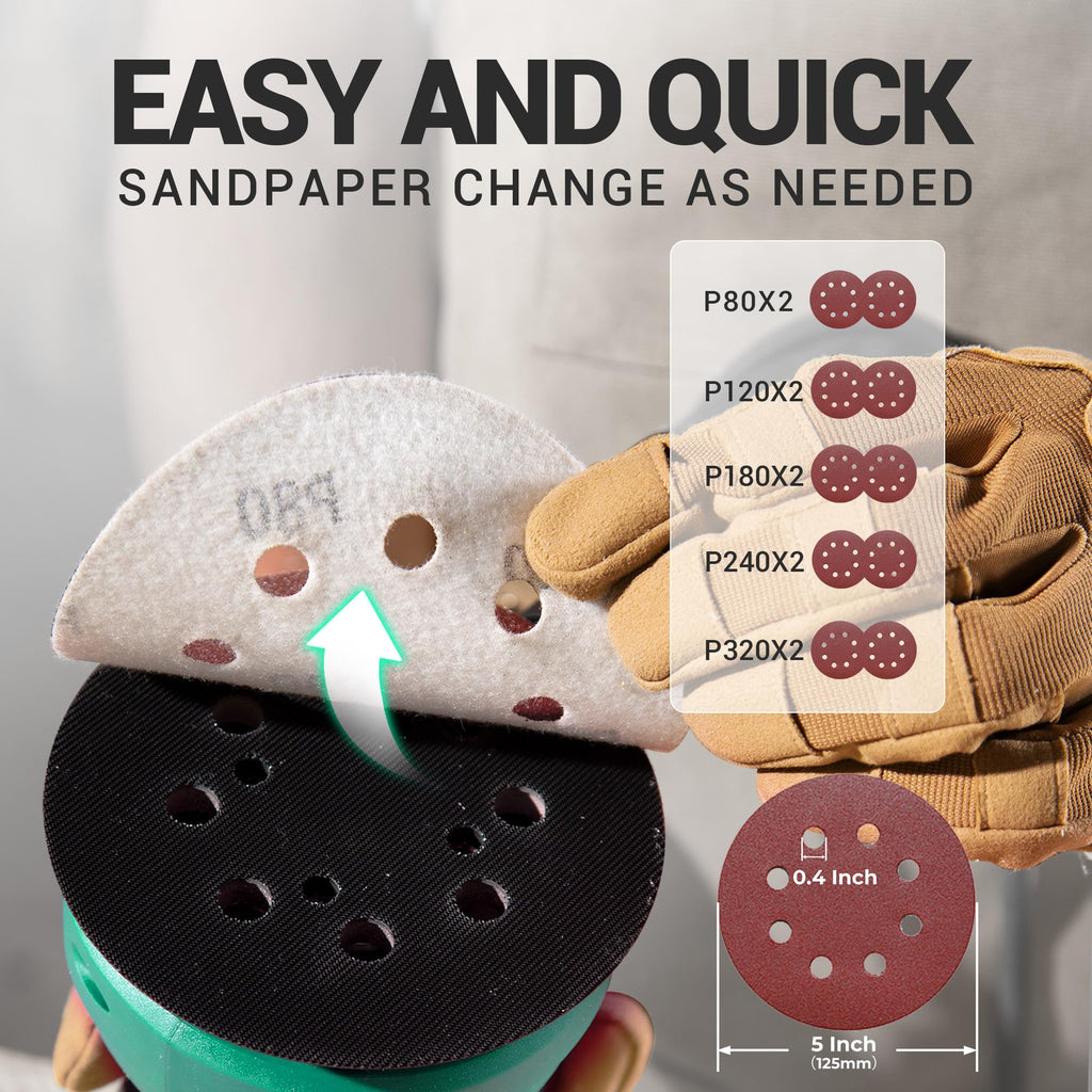 3.0 AMP Corded Random Orbital Sander 6 Speeds 5-Inch H1651