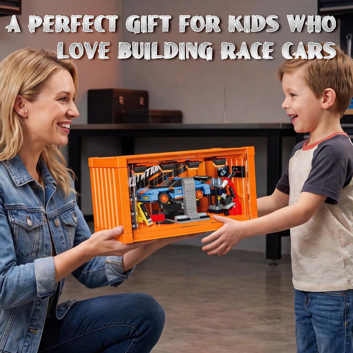 Racing Car Building Toy Set with Container Box D5036