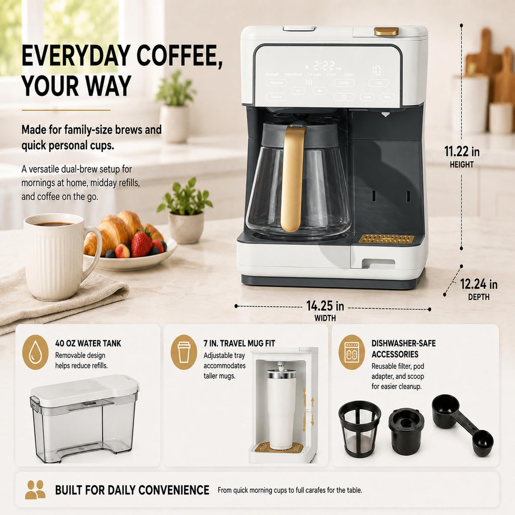 Multi-Brew Coffee Maker 12 Cups Single Serve Programmable J68745