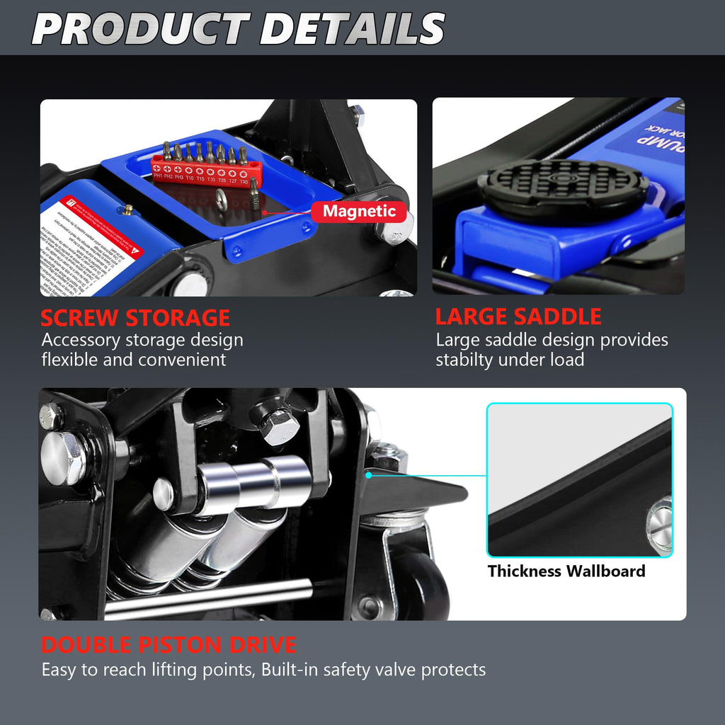 3 Ton Low Profile Hydraulic Floor Jack with Jack Stands T69137