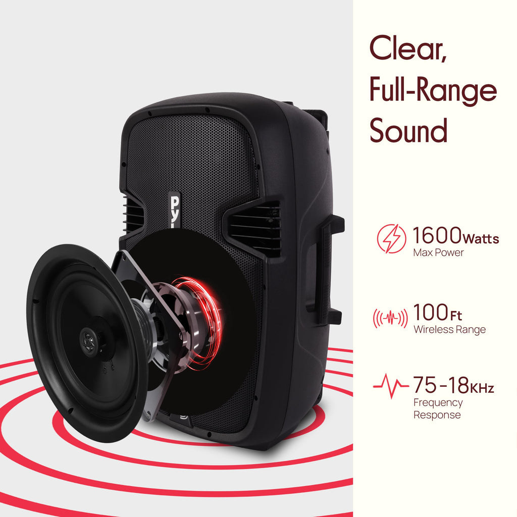 15-Inch Portable PA Speaker System with 2 UHF Microphones J41727