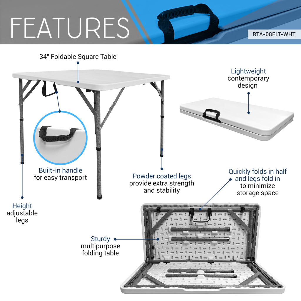 White Square Folding Table with Carry Handle P45689