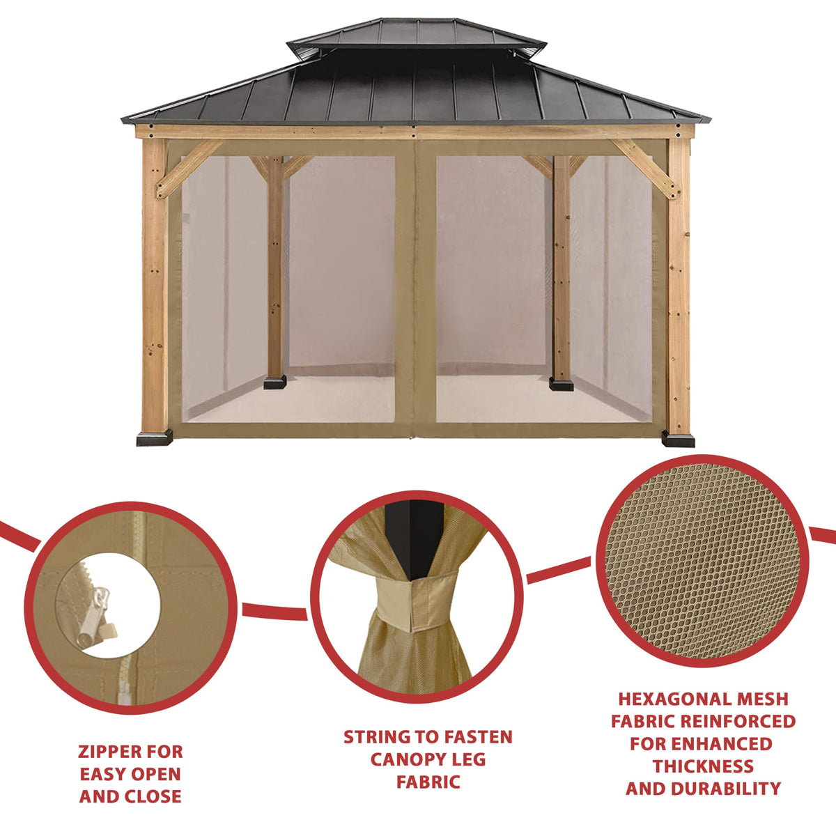 10' x 10' Gazebo Canopy Mosquito Netting Sidewalls C383218
