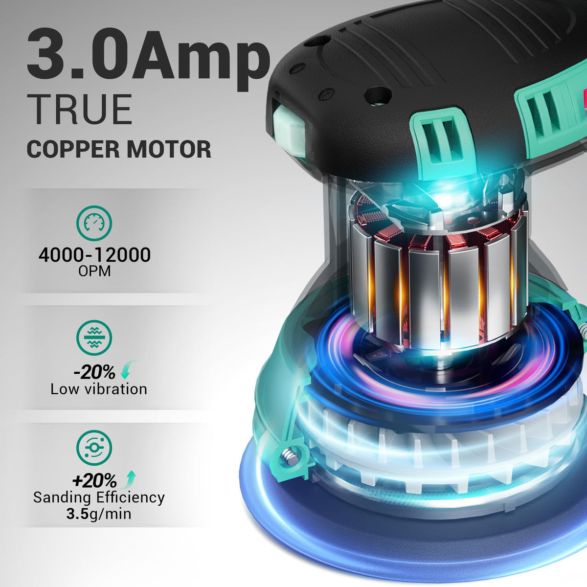 3.0 AMP Corded Random Orbital Sander 6 Speeds 5-Inch H1651