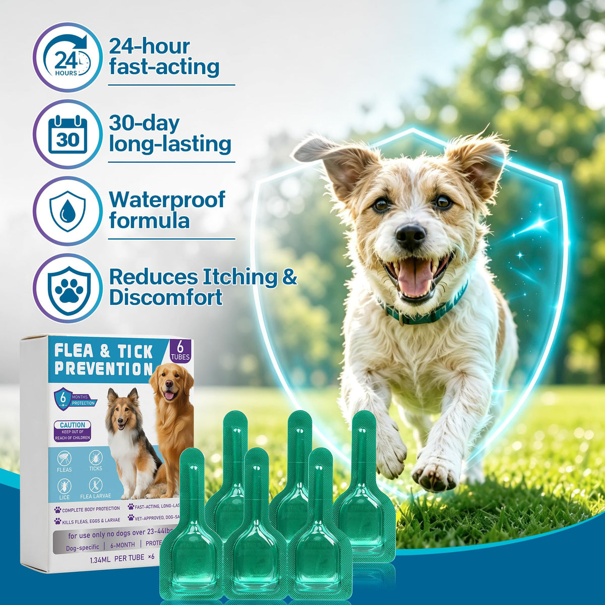 Flea and Tick Prevention for Medium Dogs 23-44 lbs 6 Doses G647