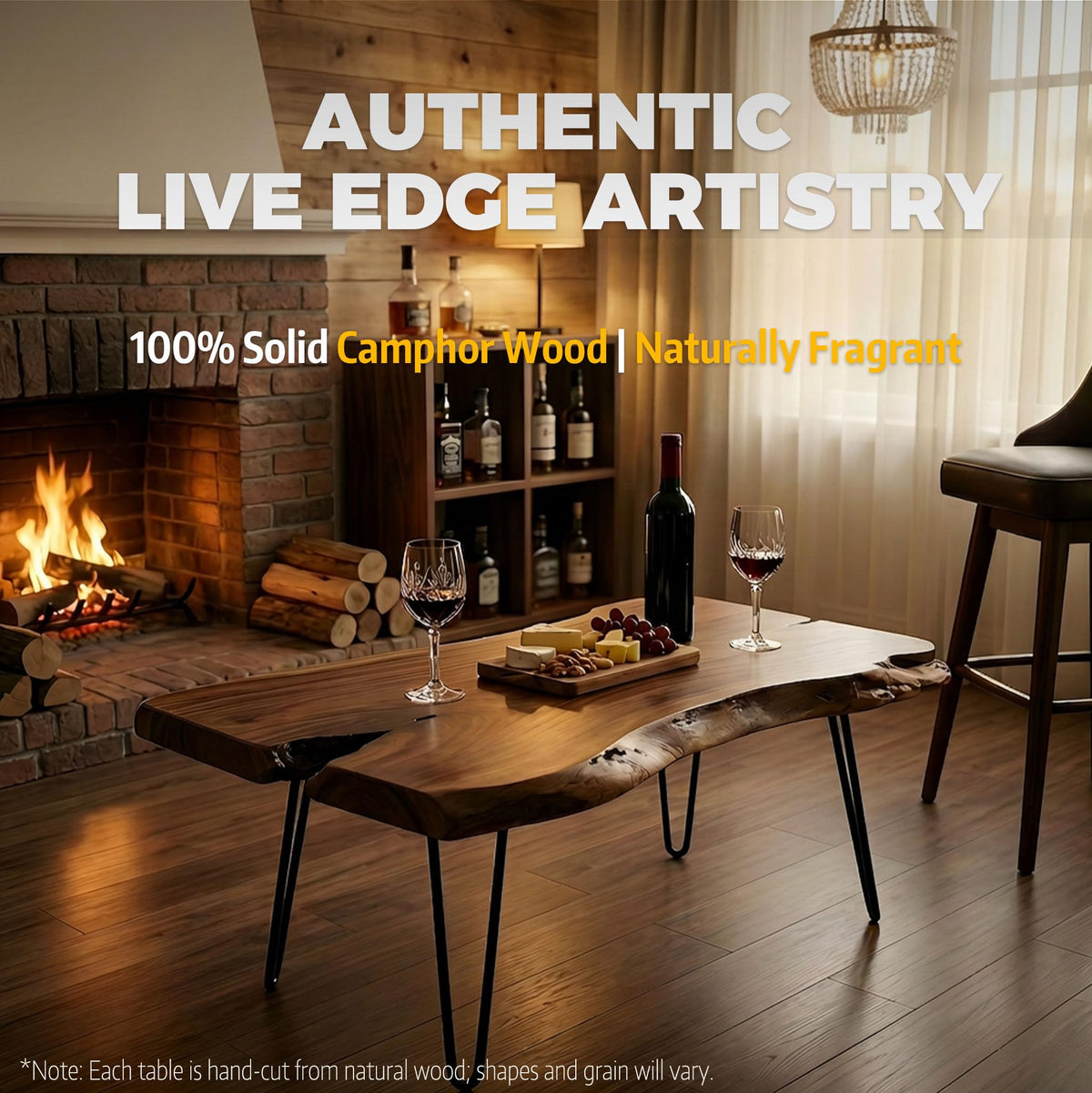 Live Edge Natural Wood Coffee Table V4444