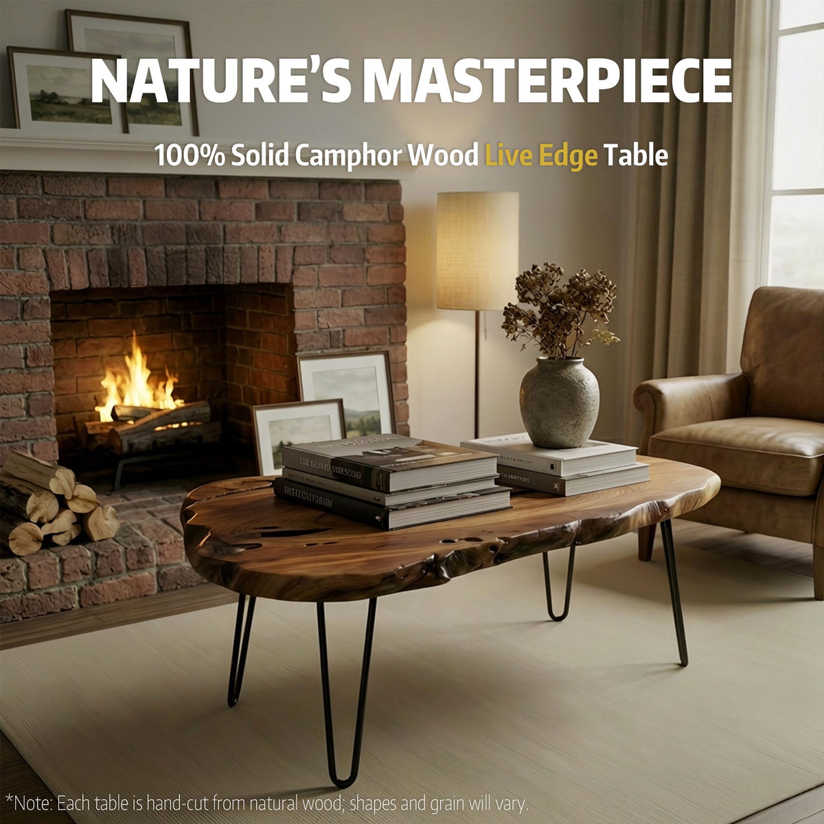 Live Edge Natural Wood Coffee Table V4444