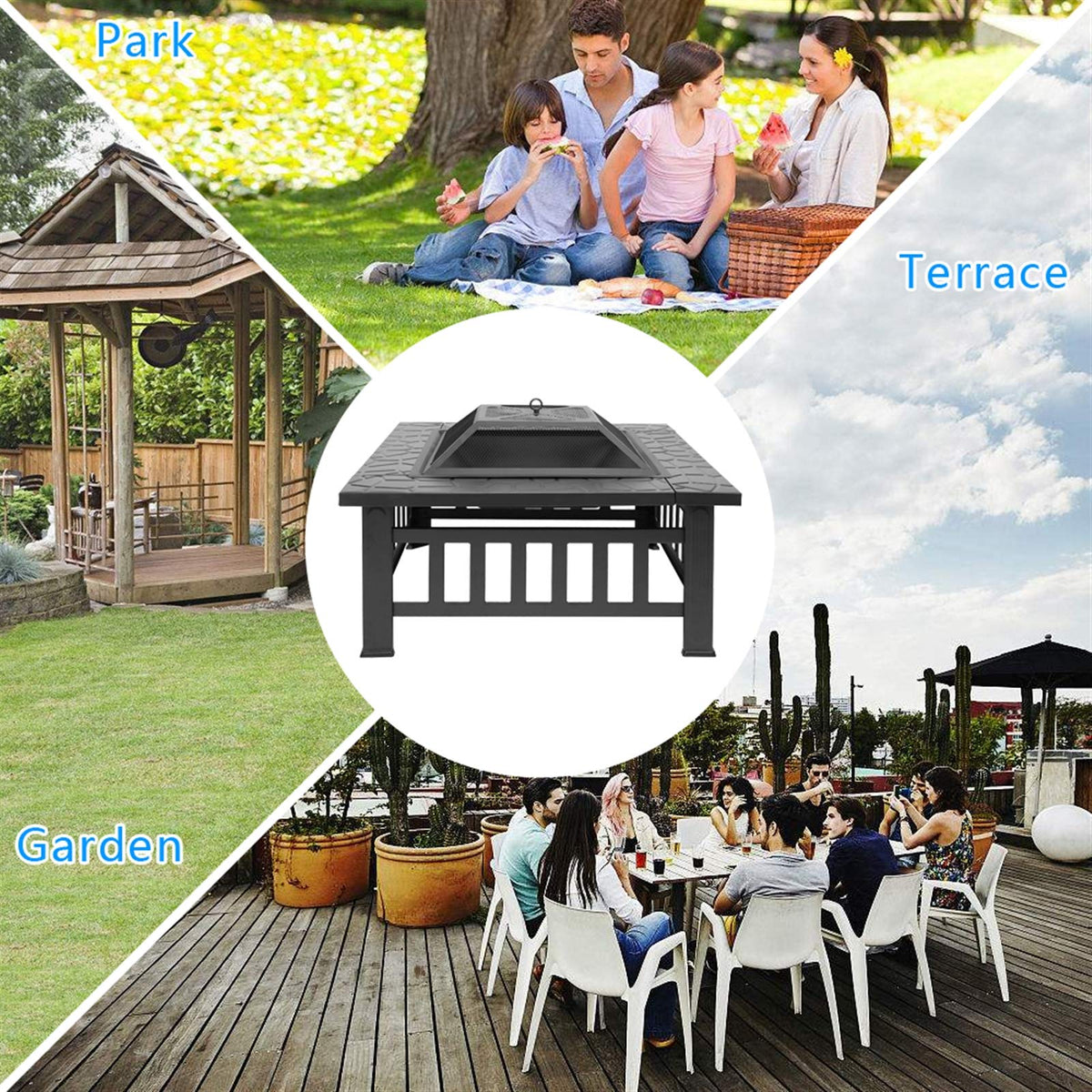 32 Inch Black Metal Wood Burning Fire Pit X665
