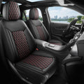 Black and Red Thick Nappa Leather Car Seat Covers Set of 2 P4506