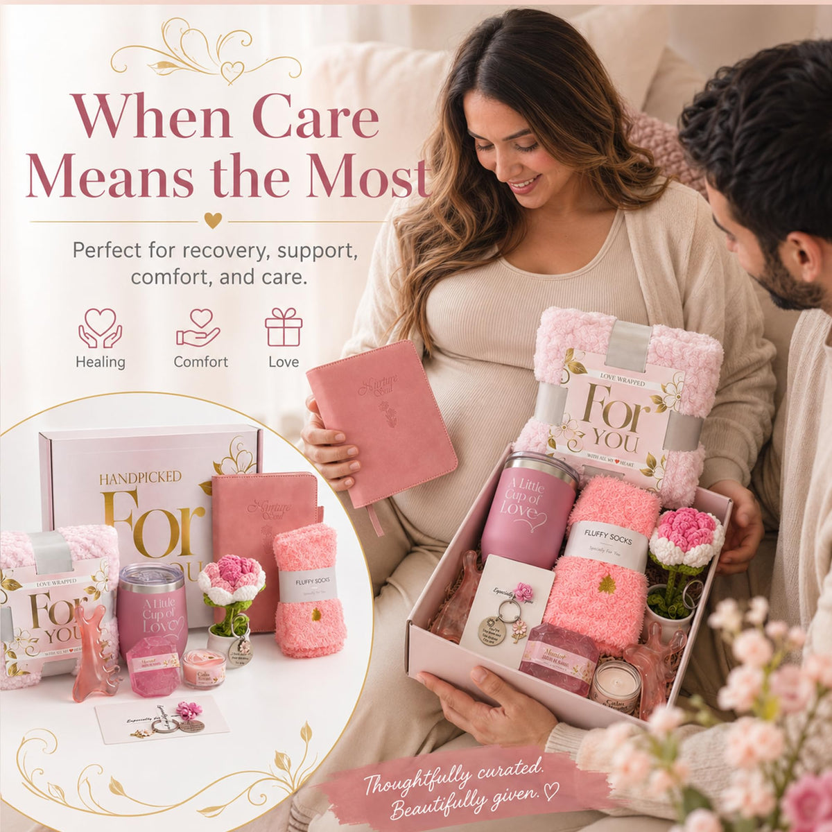 11 Pc Pink Care Package with Blanket A150