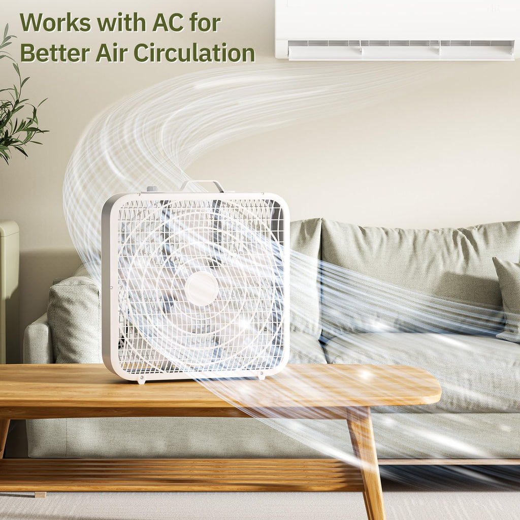 20” 3-Speed Box Fan with Safety Grill, White U400