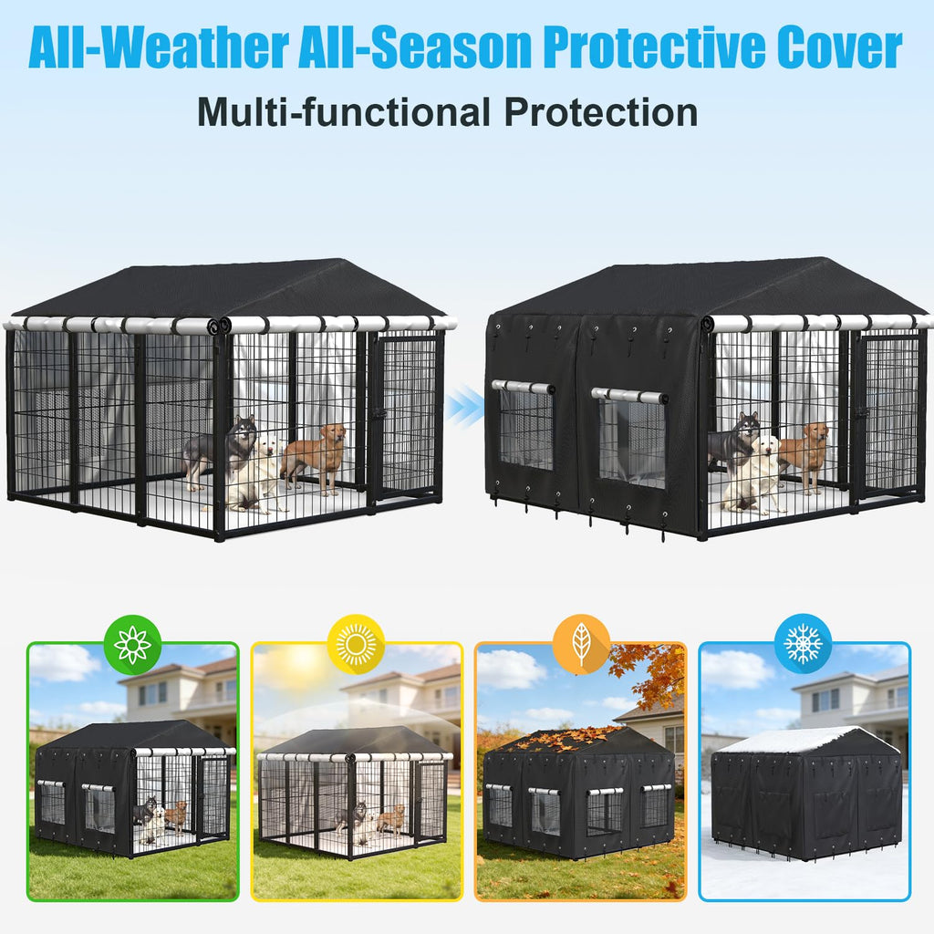 Waterproof Dog Kennel Cover with Transparent Window L40047