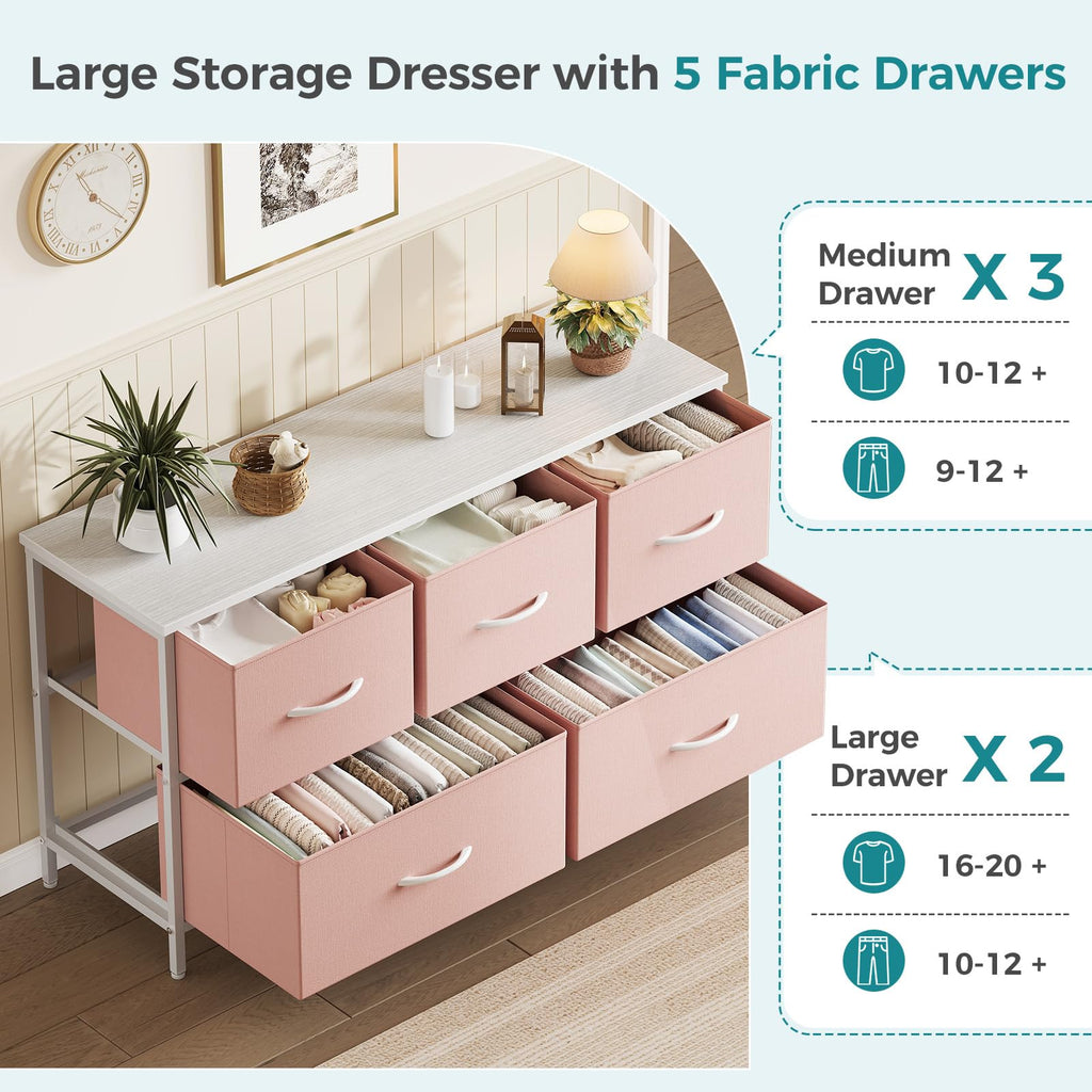 Pink 5 Drawer Dresser B541429