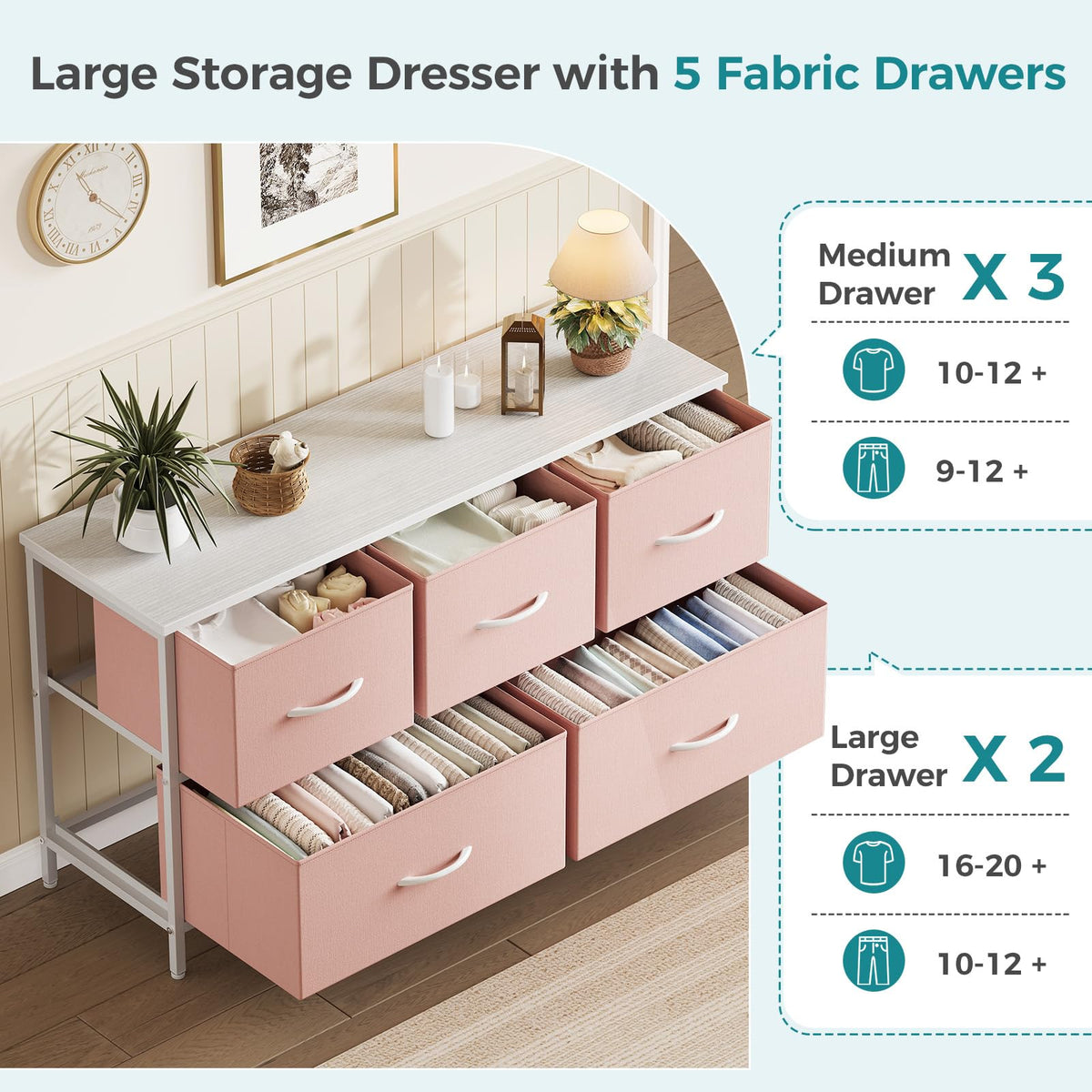 Pink 5 Drawer Dresser B541429