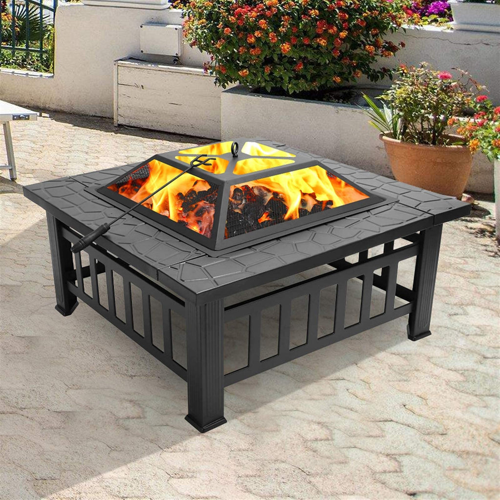 32 Inch Square Metal Wood Burning Fire Pit N7704