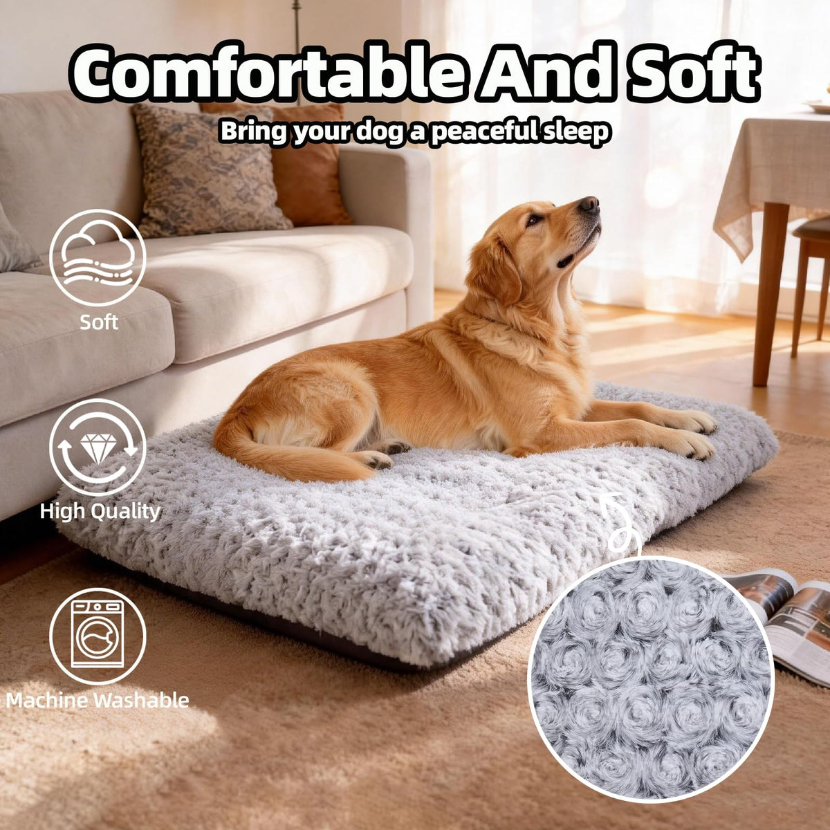 Large Washable Plush Dog Bed H99859