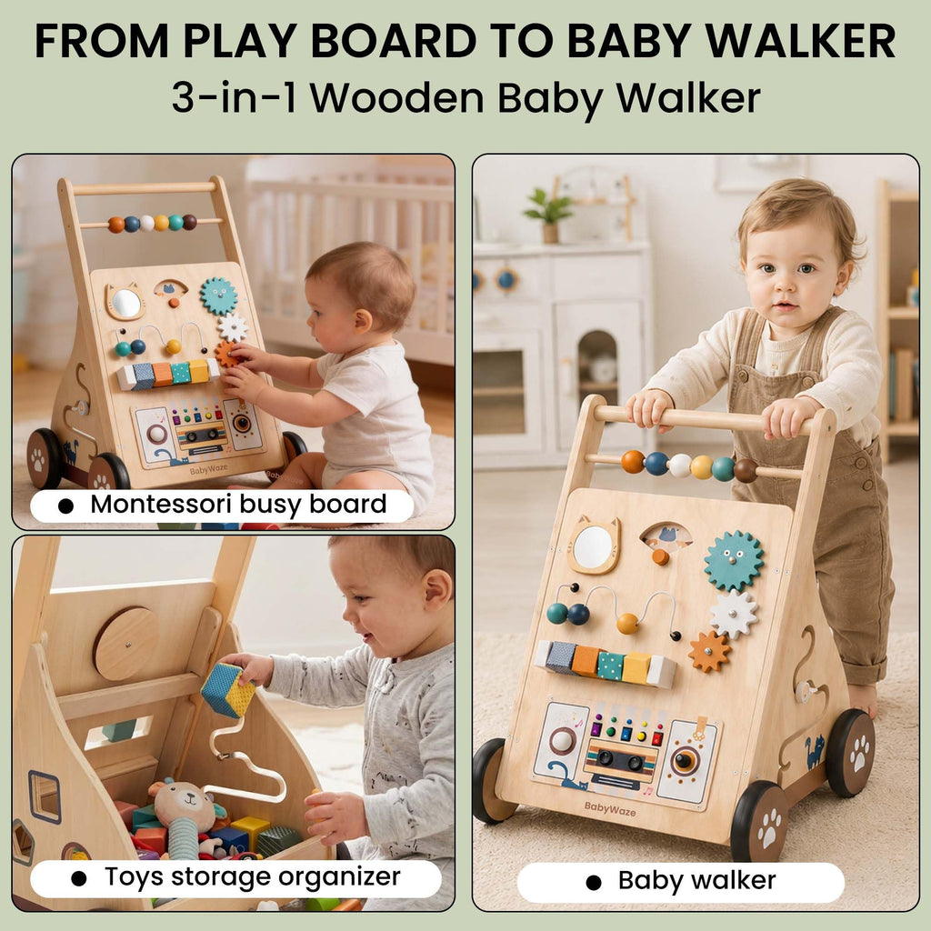Wooden Baby Walker with Wheels T9405