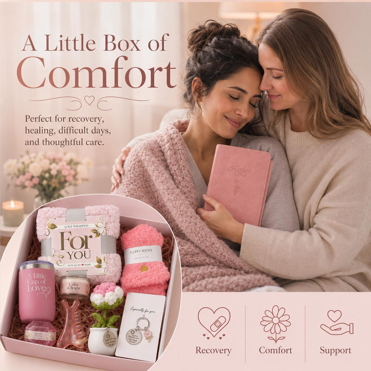 11 Pc Pink Care Package with Blanket A150