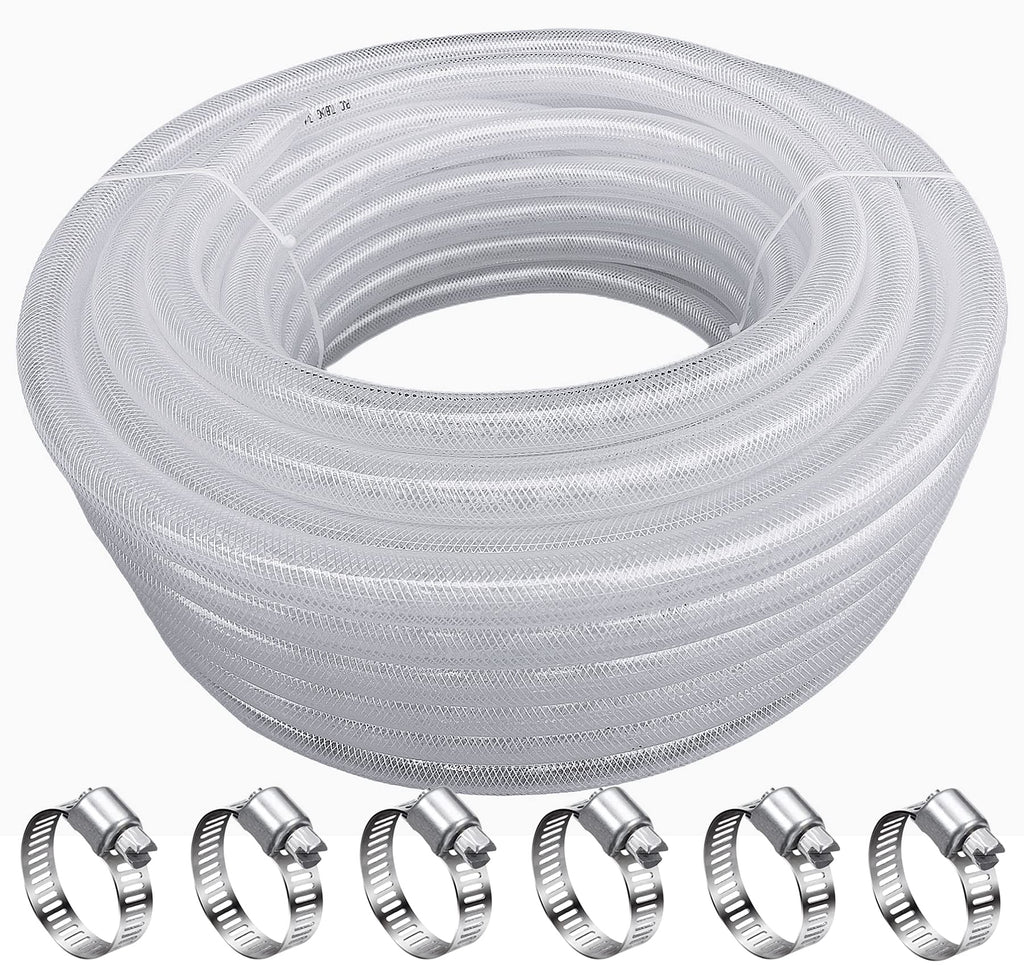 1" OD 100Ft Braided Clear PVC Vinyl Tubing K63489