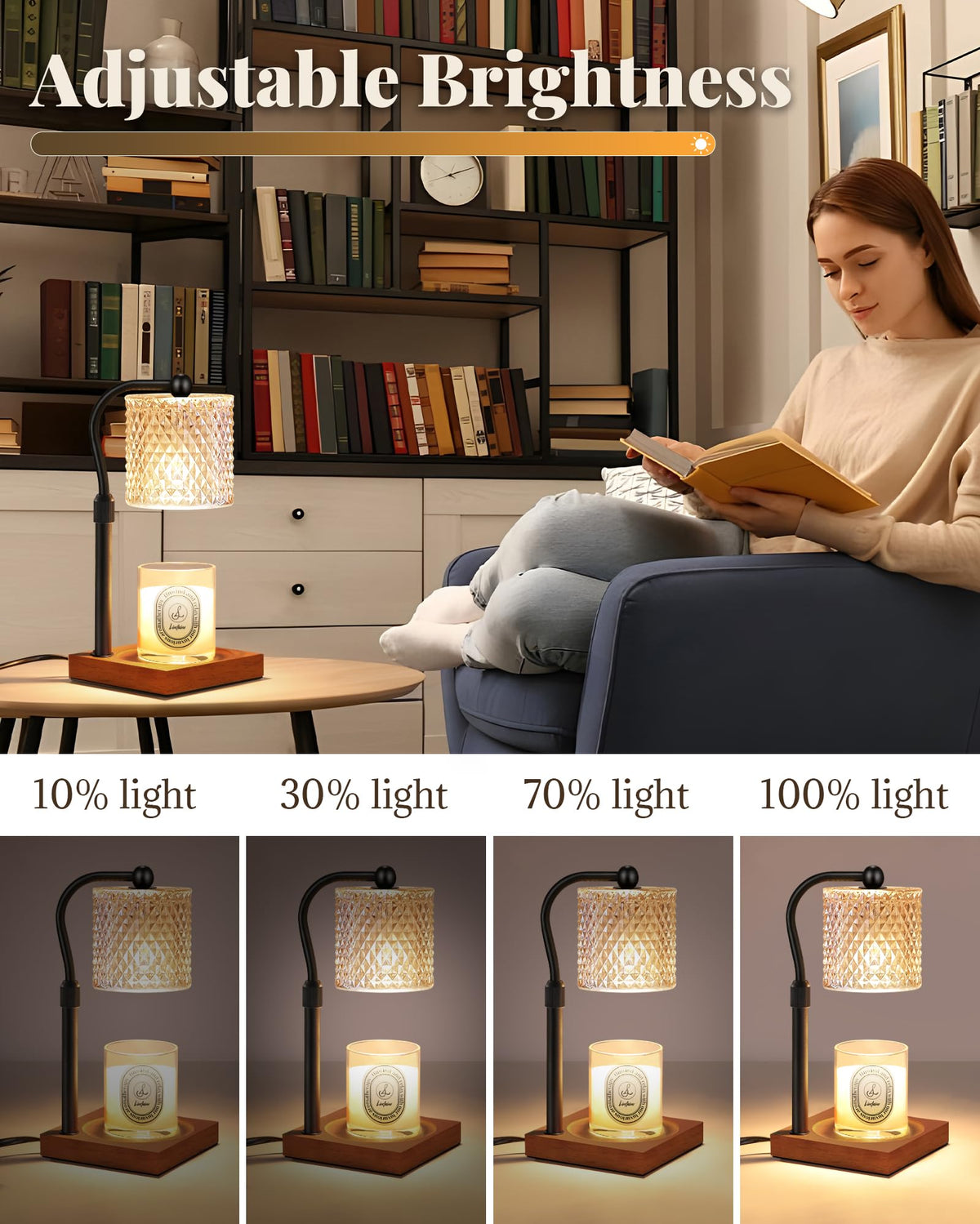 2 Pack Candle Warmer Lamp with Timer Dimmer Adjustable Height U11942