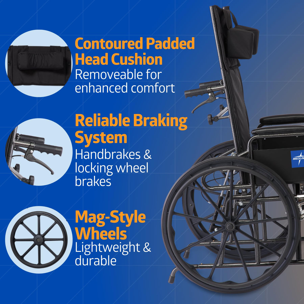 Reclining Wheelchair with Elevating Leg Rests B534