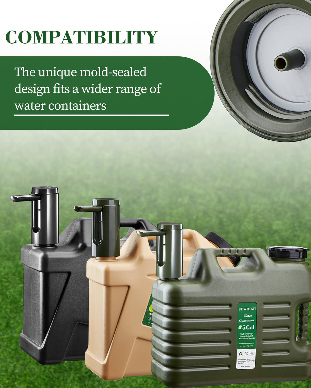 5 Gallon Camping Water Jug with Spigot, Military Green, 2 Pack V71652